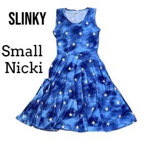 LuLaRoe Nicki Slinky Tank Dress Americana Blue Star Print Size Small